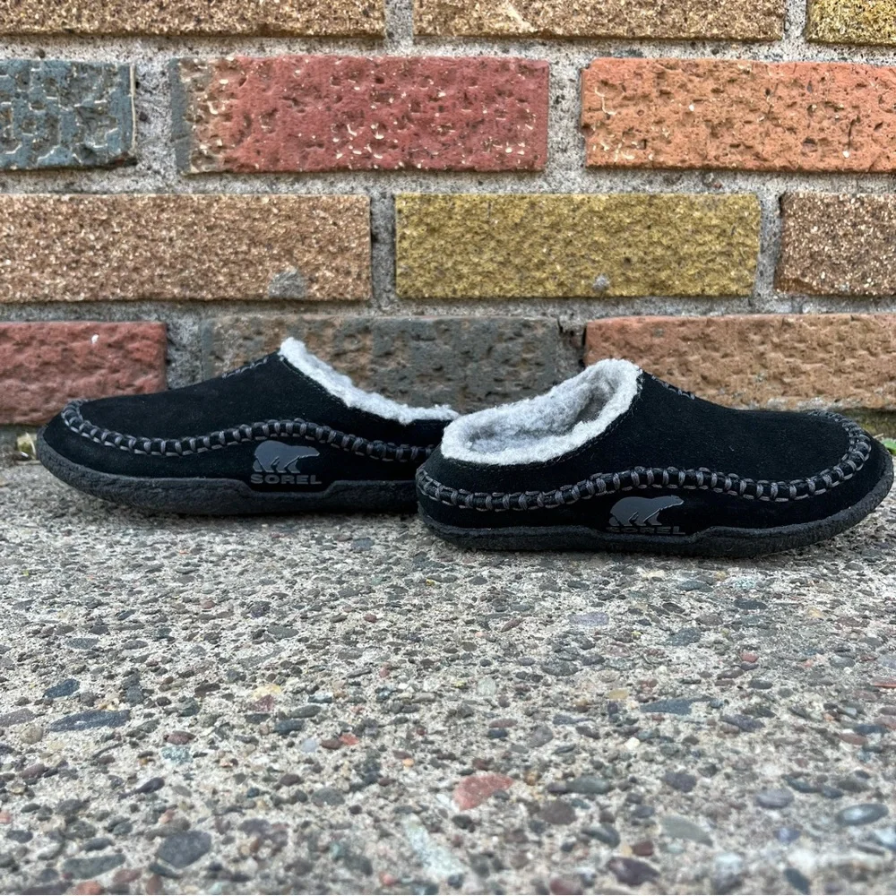 SOREL Kids Moccasins Mules Size 12 Slip on Shoes Slippers Wool Black - Picture 7 of 10